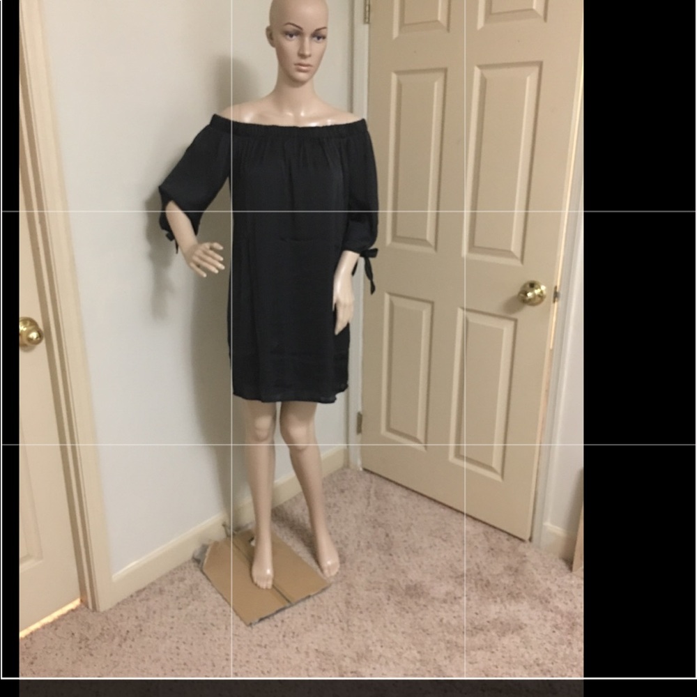 Black cold shoulder dress